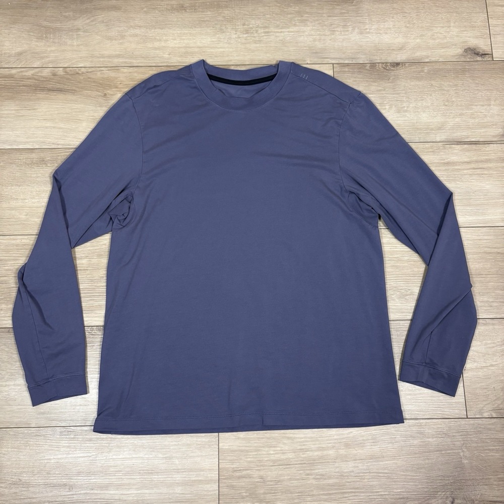 Lululemon Shirt Mens L Purple Long Sleeve Cotton Blend Crewneck Casual Tee‎